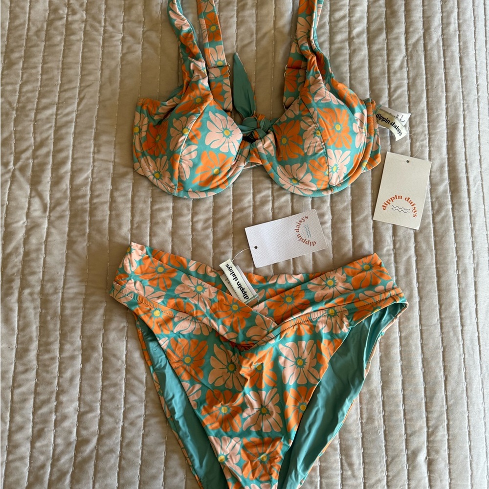 Dippin' Daisy's Floral Bikini Bottoms - Orange and Green